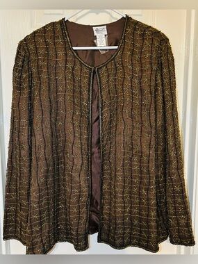 Gunit Brown Beaded Open Front Jacket